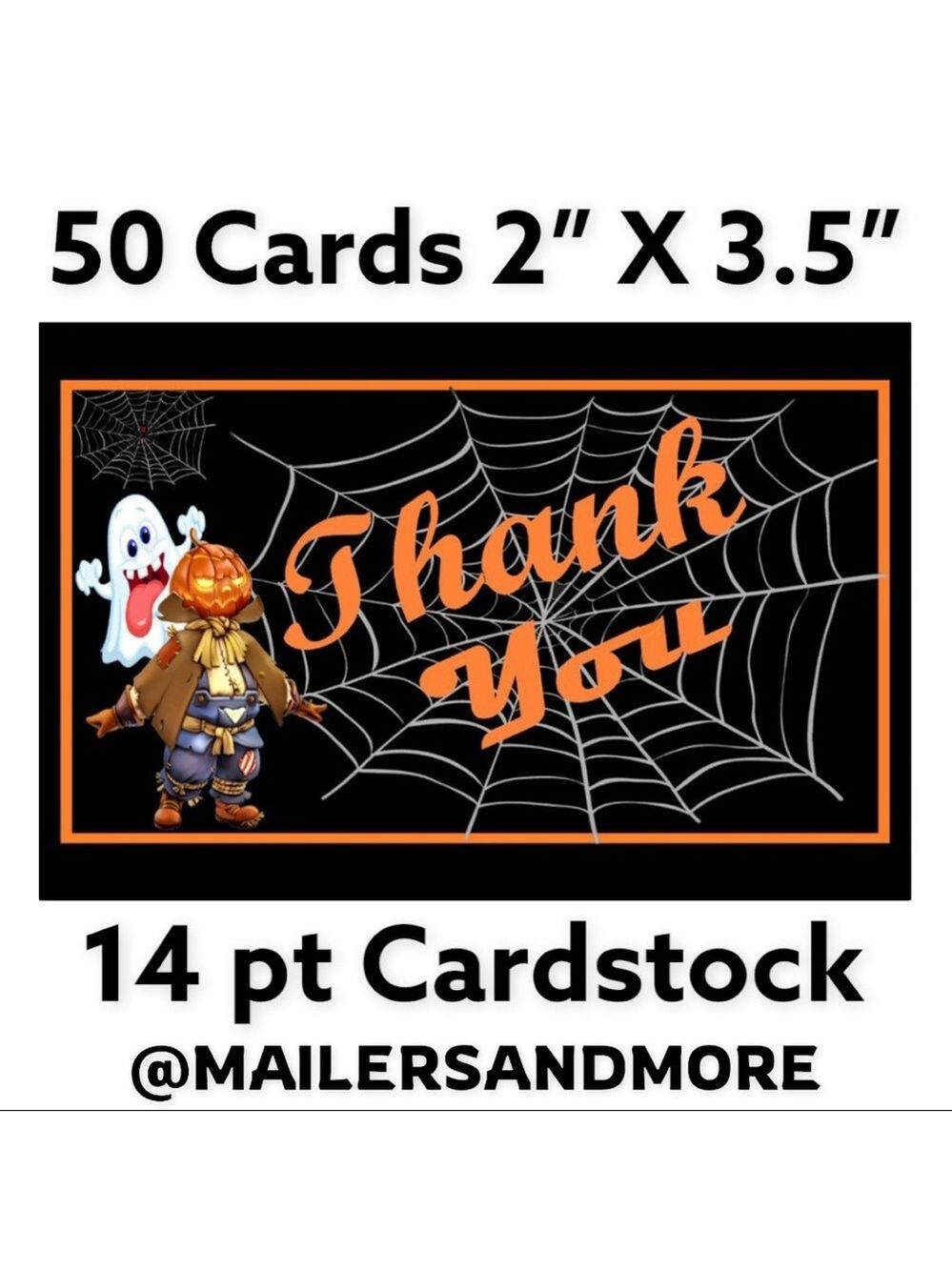 50 Halloween Thank You Cards, Ghost, Webs, Scarecrow PRICE IS FIRM